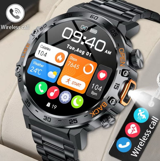 ساعة ذكية رجالية متعددة الاستخدامات بشاشة HD ومواصفات عسكرية قوية