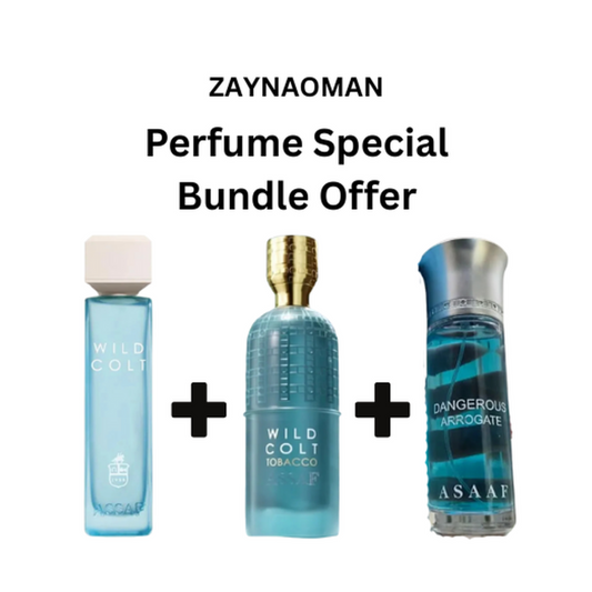 عرض باقة العطور المميزة – وايلد كولت الأصلي + وايلد كولت توباكو + دانجرس أروغيت من أساف